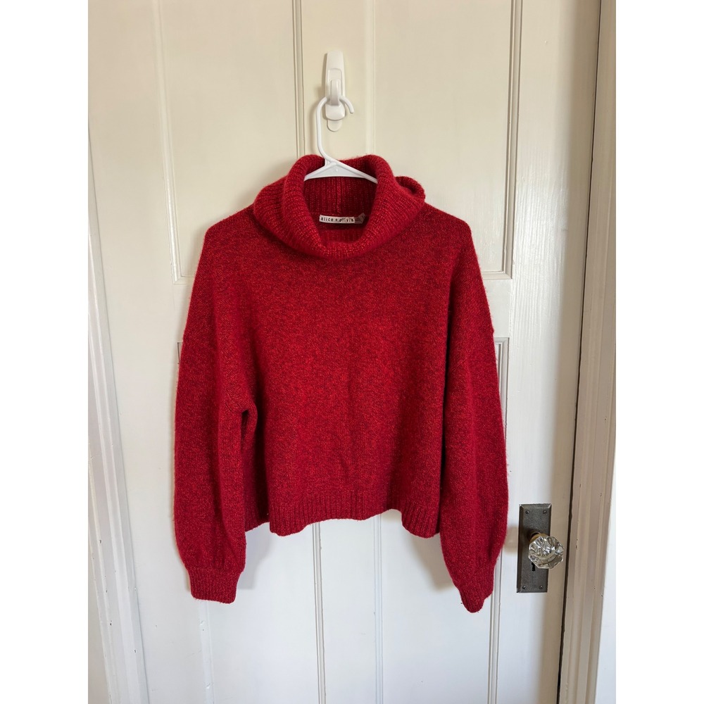 Alice + Olivia red cashmere cowl neck sweater size medium